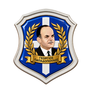 Ξύλινη Πλακέτα Θυρεός με Γυαλί – 21η Απριλίου 1967